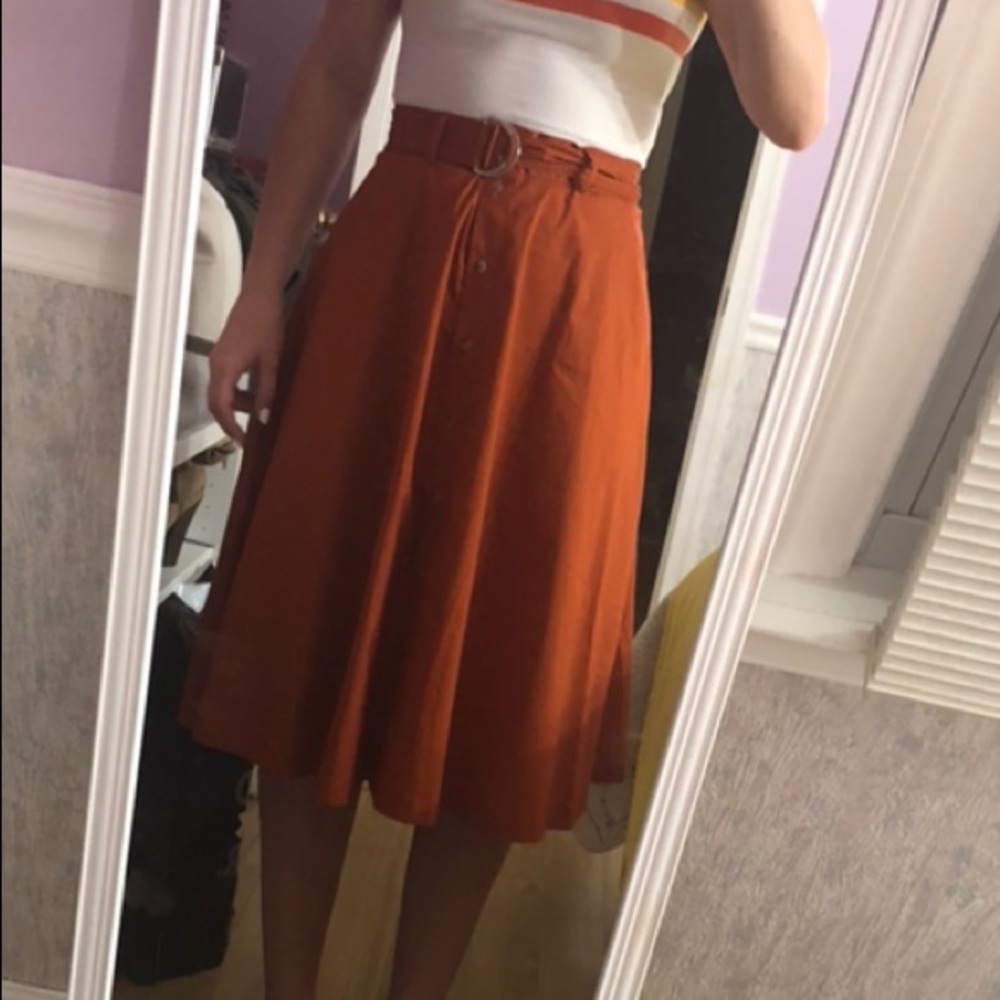 Orange tone midi skirt